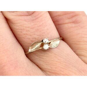 Dainty Double Lead & Gemstone 925 Sterling Silver Vintage Ring - sz 6.5